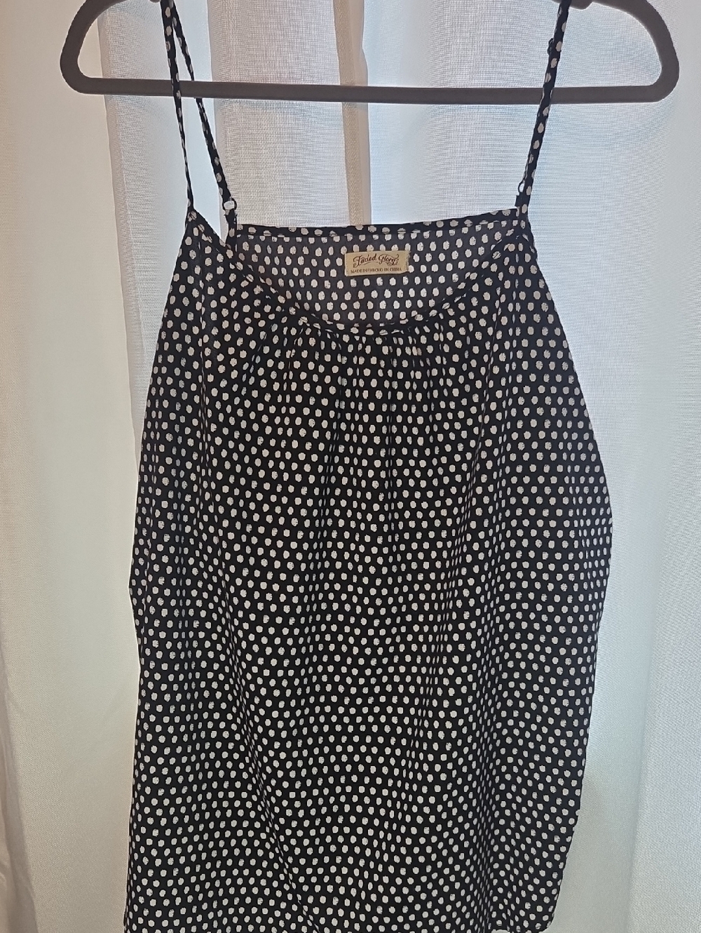 Faded Glory Black Cami with White Polka Dots